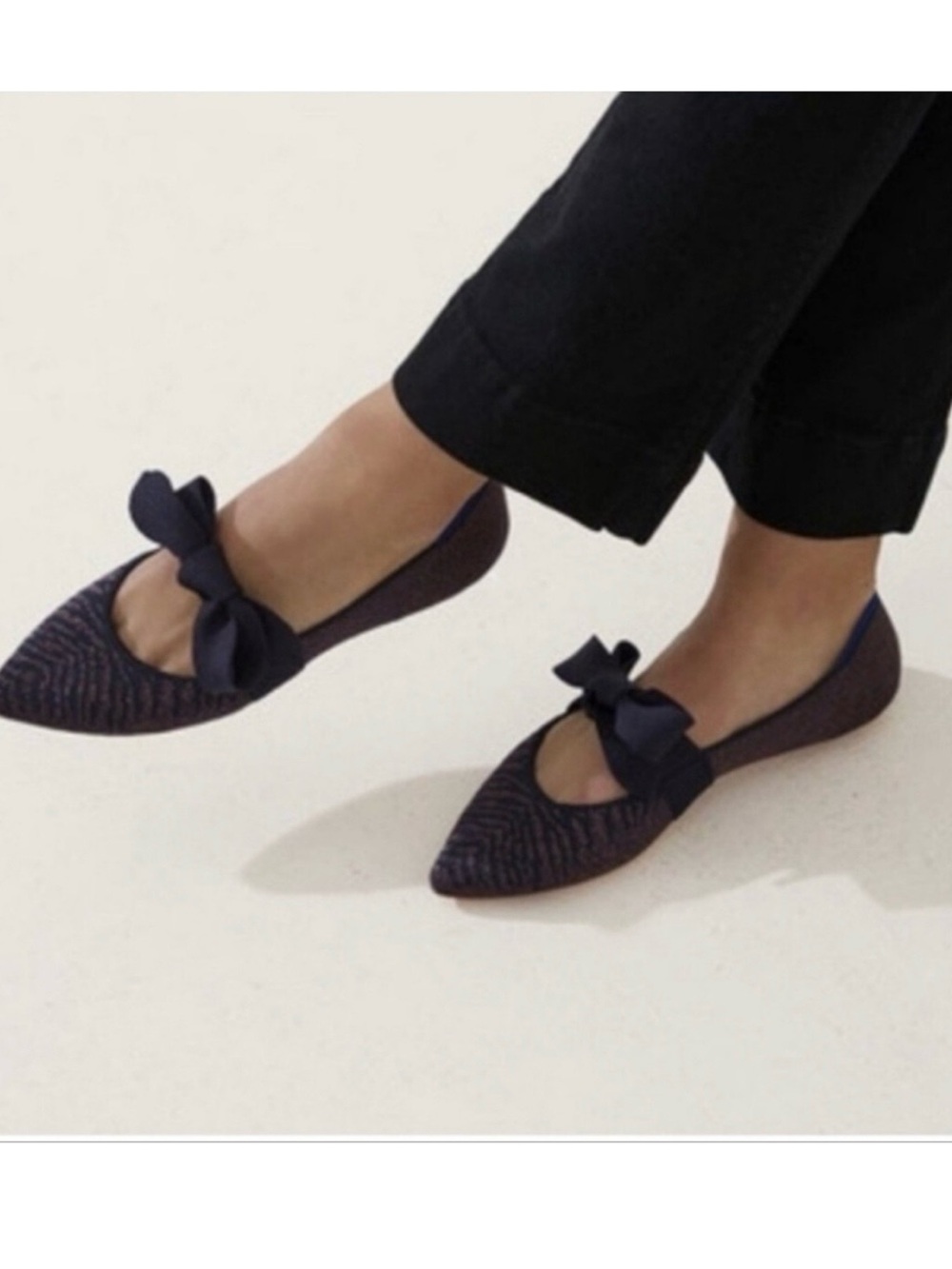 Women's Rothy's The Point Mary Jane Flats with a Bow inTwilight Metalic Size 9